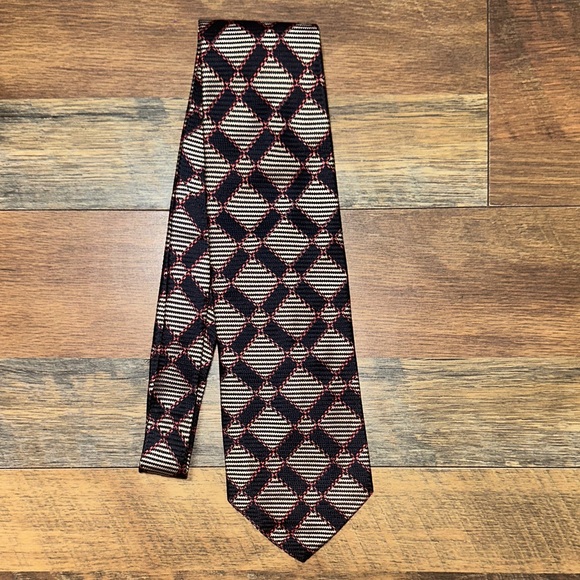 Lanvin Other - Lanvin Black and Red Geometric Silk Tie